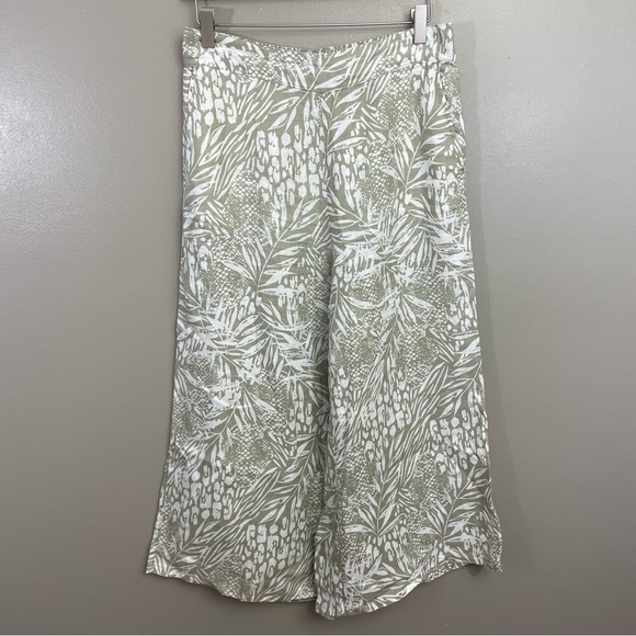 Christian Siriano Linen Wide Leg Pants Tropical Print High Waist Size M Vacation - Picture 1 of 10